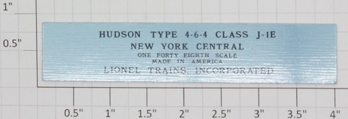 Placa Lionel 18005-210 NYC 700E Hudson (10) | Zustand: New