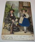 Postcard Foreign Boy w Rifle Gun Sweden Swiss Dutch Girl 1907 German Stein — photo 1