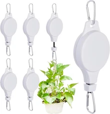 6 Pcs Retractable Plant Hanger, Easy Reach Plant Pulley Adjustable Height Wheel