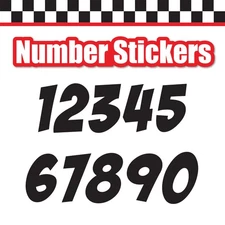 3 Digit 3pcs Race Car Sticker Single Number Decal Color Solid BadaBoom