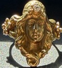 Goddess, Figural Nymph Mythical Vintage Handmade 14K Yellow Gold Ring w/Diamond — photo 5