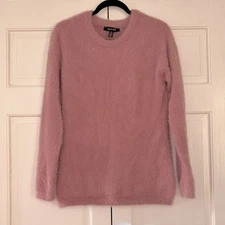 Ellen Tracy Pink Fuzzy Furry Metallic Shimmery Size Small Pink Sweater Pullover