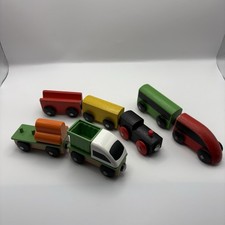 Wooden Train Track Vehicles Bundle Mixed Trains Wagons Cars BRIO Compatible