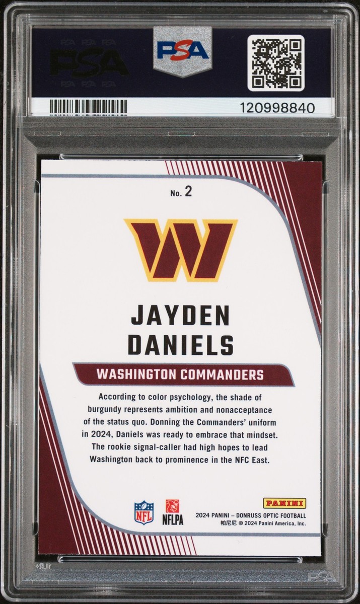 2024 PANINI DONRUSS OPTIC RC PRIMARY COLORS #2 JAYDEN DANIELS PSA