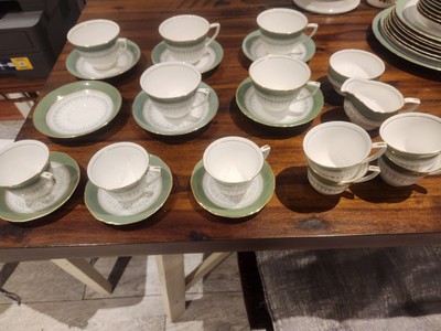 Royal Worcester Regency Green Cups And Saucers