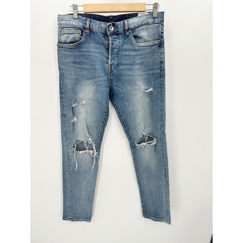 H&M &Denim Relaxed Skinny Taper Blue Distressed Jeans Men's Size 32 x 32
