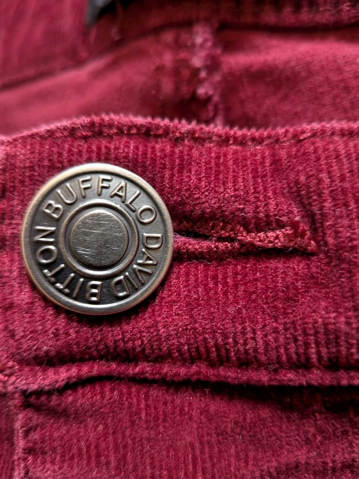 Pantalones de pana Buffalo by David Bitton borgoña para mujer talla 12/32 tiro medio Foto 4 de 4
