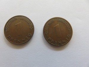 1949-J and 1950-G Germany 1 Pfennig Bank of German States