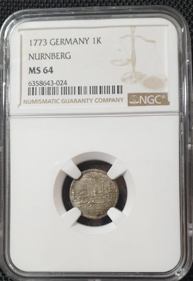NGC Nurnberg MS 64 1773 1 Kreuzer Silver Coin City View Unc Germany - Image 2 of 4