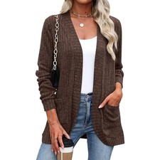 Women's Fashion Cardigan Sweaters Long Sleeve Casual Thin Cardigans w/Pockets