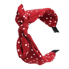 Womens Red Polka Dot Pin Up Bow Headband Hair Band Rockabilly Retro Style B