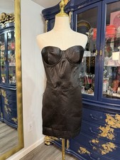 House of CB London Black Sweetheart Strapless Bodycon Mini Dress L+ Satin Zip