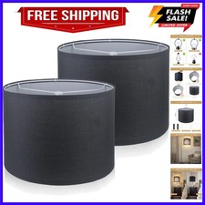 Lamp Shades Set of 2,Drum Lampshades,Medium Lampshades Linen Fabric 13" Top x...