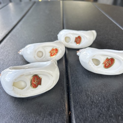 4 Vintage Lego Napkin Rings White Fine Porcelain Ceramic Chicken Farmhouse - Picture 4 of 7