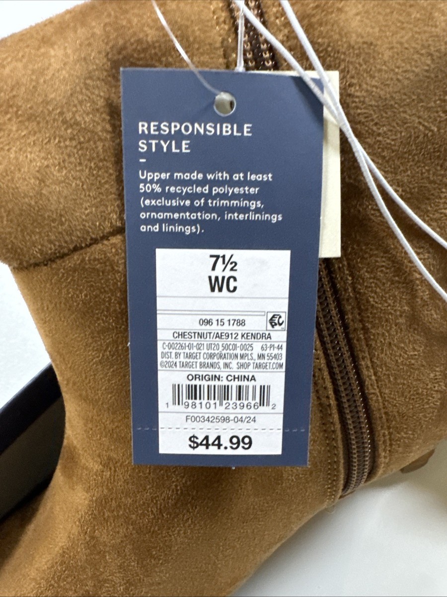 Universal Thread Heel Tall Boots with Memory Foam Insole Chestnut