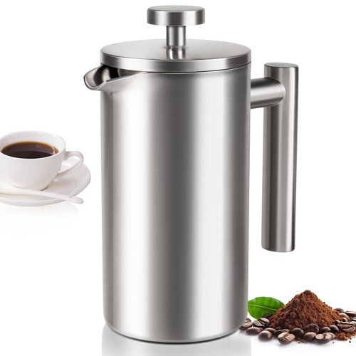 12 OZ French Press Coffee Maker Sturdy Insulated Full Stainless Steel Coffee ...