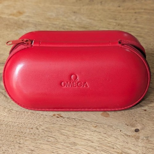 Omega Red Glasses Case Leather Shell Zip Travel Storage Case with Foam Interior - Picture 5 of 11