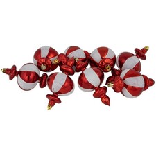 Northlight 8ct Red and White Shatterproof Finial Christmas Ornaments, 6"