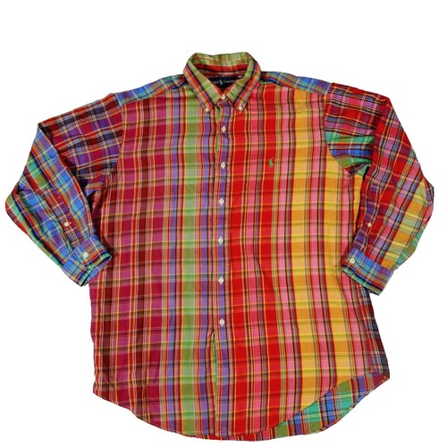 Ralph Lauren Y2K 90s Vintage Colorful Plaid Check Button Up Hemd Herren Large - Bild 1 von 6