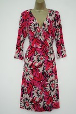 SOON MATALAN FLORAL FIX WRAP BUCKLE SIDE TEA DRESS SIZE 16 BLACK PINK PURPLE