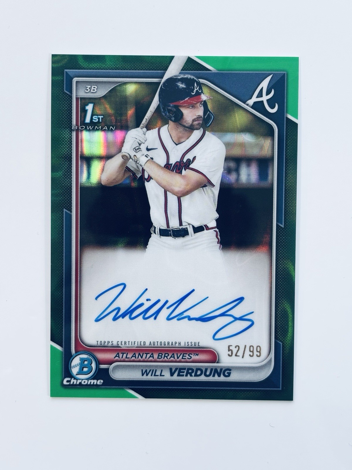 2024 Bowman Chrome Will Verdung Auto Green Lava Refractor 1st #52/99