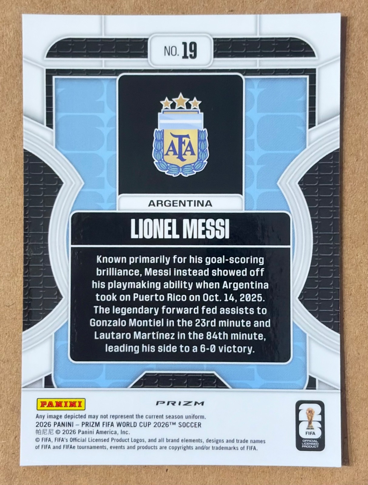 Lionel Messi SILVER PHENOMENON  2026 Prizm FIFA World Cup Argentina #19 view 2