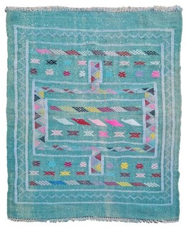 Rare Hand Knotted Vintage Morocco Sumouk Kilim Kilm Wool Area Rug 4.8 x 3.2 Ft