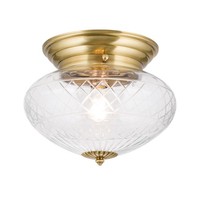 Deckenlampe Deckenlampe Messing Glas E27 Ø 31 Cm Rund In Bronze Jugendstil