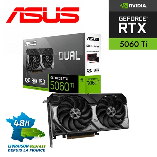 ASUS Dual RTX 5060 Ti OC 8 Go GDDR7 – GPU Blackwell – Ray Tracing - Stock limité