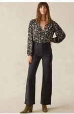 FAHERTY Patch POCKET cotton Blend FLARED Pants gray STRETCH size: 28 EUC!