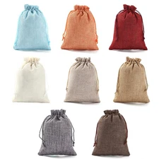 48pcs 8Colors Mixed Small Burlap Gift Bags with Drawstring Jewelry Pouches fo...