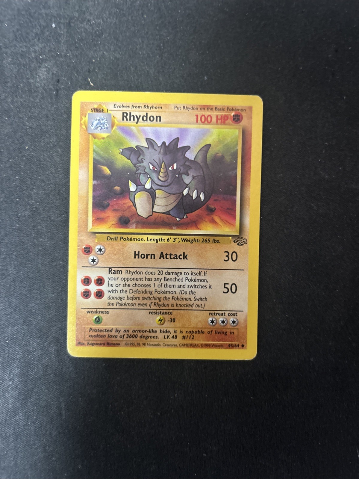 RHYDON - Jungle Set - 45/64 - Uncommon Pokemon Card - Unlimited Edition D22