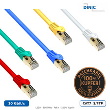 DINIC Cat.7 Patchkabel RJ45 LAN / Netzwerkkabel 10 Gbit/s LSZH Kupfer PoE+ AWG26