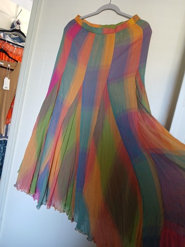 Maxi Falda Boho Soft Surroundings Colorida Campesina Forrada Talla Grande Pequeña - Imagen 4 de 10