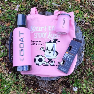 COMBO Stanley X Messi GOAT Mate Pink Thermo 1.3Qt Mug 8oz Adjustabe Bombilla Bag