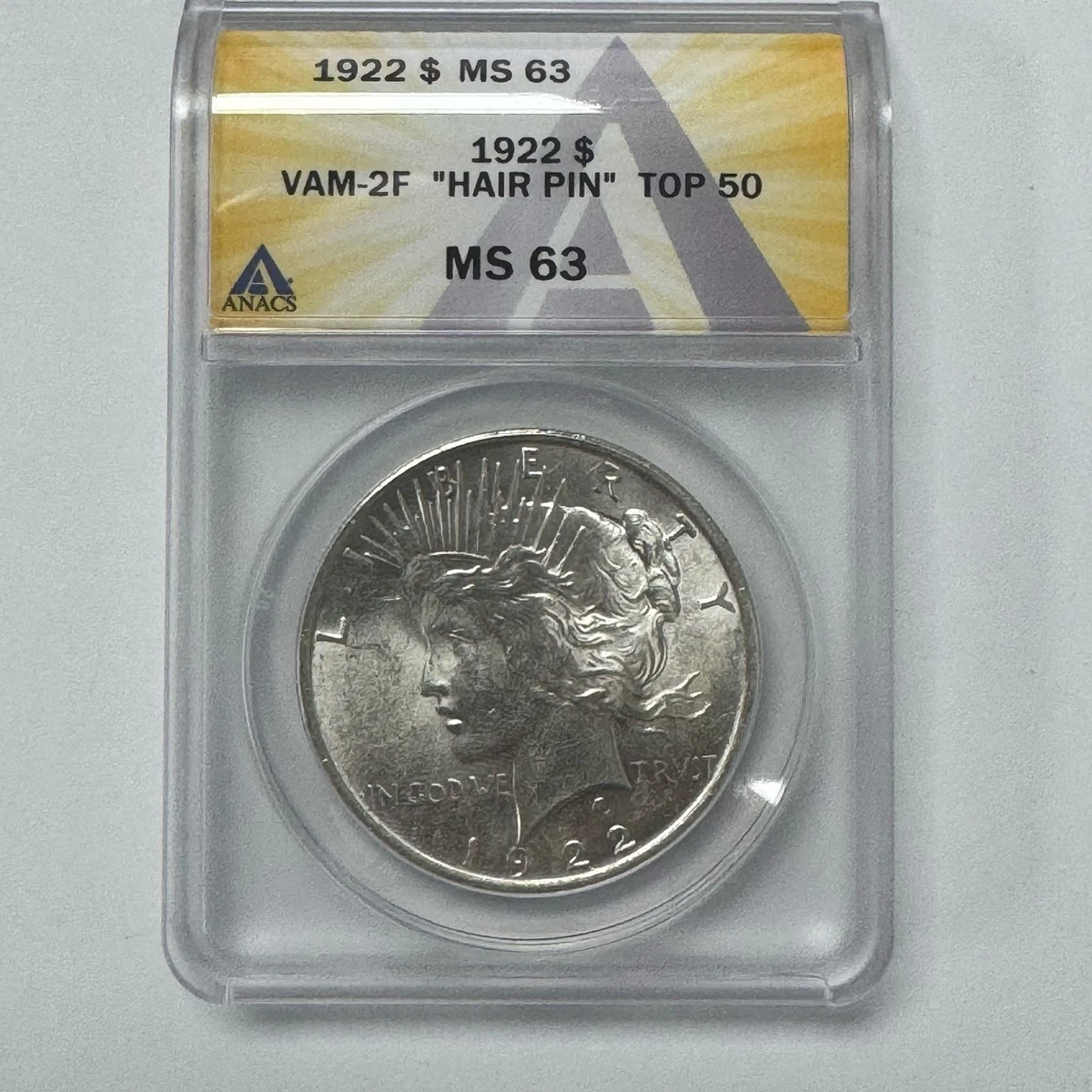 1922 Year Grade MS 63 ANACS Certified Peace Dollars (1921-1935