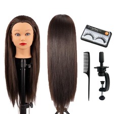 Mannequin Head 80 Human Hair 26-28 Inch Straight - Cosmetology Training Tool