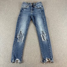Kancan Jeans Youth Girls 6 Distressed Stretch Denim Ripped Frayed Hem