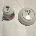 NFS Porcelain Tea Cup & Saucer Set Painted Floral Pink Green White Decorated — photo 9