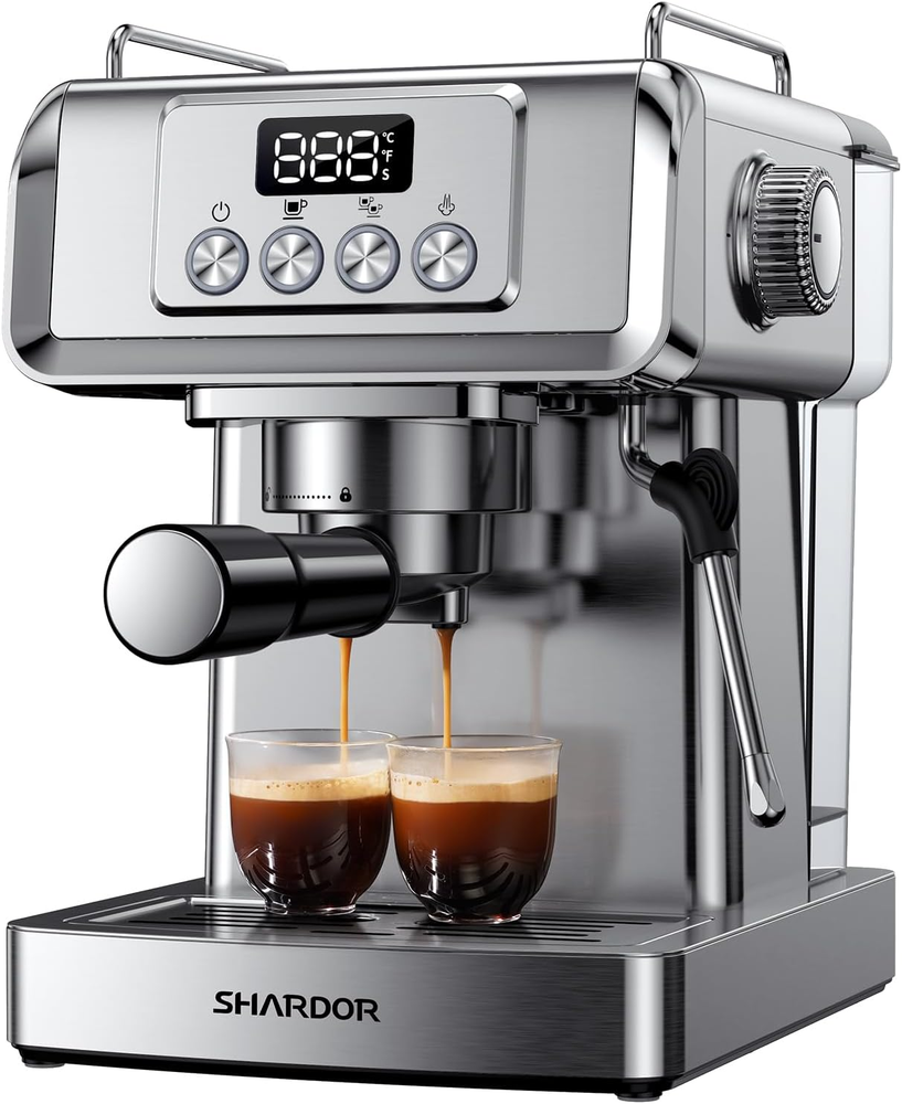 20-Bar Espresso Machine for Home Barista, Built-In Steam Wand for Latte & Cappuc
