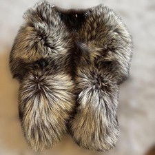 SAGA FOX Silver Fox Fur Shawl - Elegant for Weddings  Formal Events