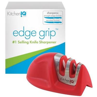 KitchenIQ 50883 - Edge Grip 2-Stage Knife Sharpener - Red - Coarse  Fine Shar...
