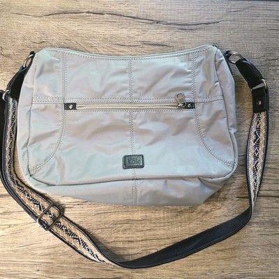 The Sak Esperato Hobo Purse Nylon Bag Crossbody Strap Slate Travel Charm Gray