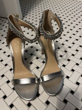 Klejnot Badgley Mischka sandały, srebrne