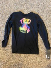 Adidas Boys Black Long Sleeve Shirt Football Graphic Print Tee Size NWT