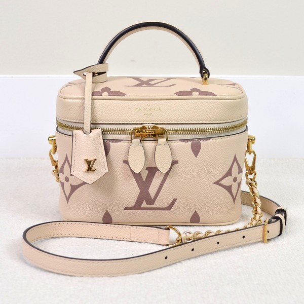 Louis Vuitton Vanity PM Beige Giant Monogram Leather Shoulder Bag Purse Handbag
