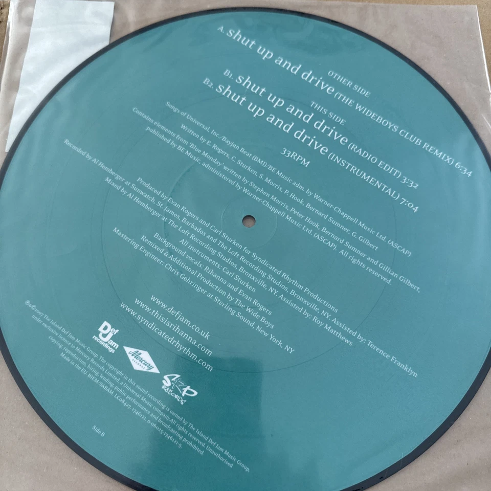 RIHANNA - Shut Up and Drive (2007 Picture Disc) MINT CONDITION - Image 2 of 2