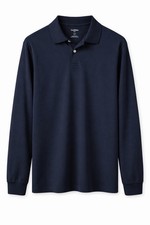 Goodfellow  Co Mens Loring Polo Shirt Blue Long Sleeve Button Standard Fit 2XL
