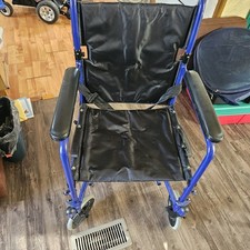 Folding Wheelchair with Foot Rests - Metallic Blue