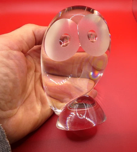 VTG 1955-60 STEUBEN GLASS 5.5" OWL FIGURINE BY DONALD POLLARD. MINT!